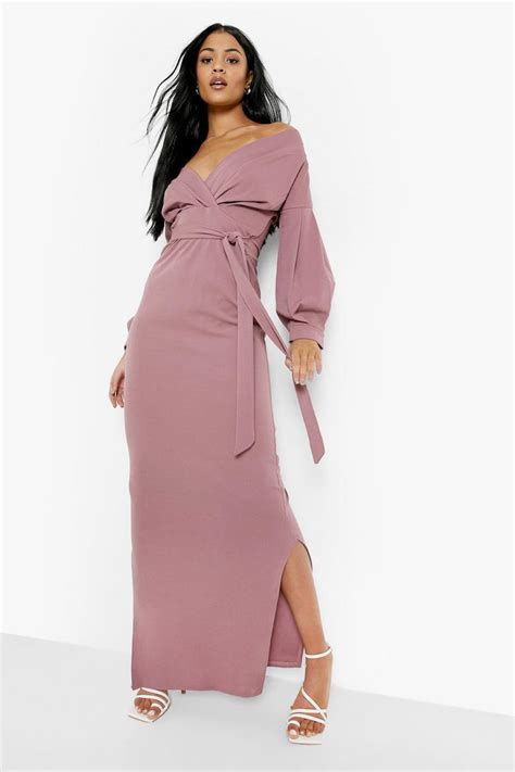 Tall Off The Shoulder Wrap Maxi Dress Boohoo