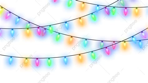 Luces De Navidad Luces De Cadena Frontera Color PNG Dibujos Navidad