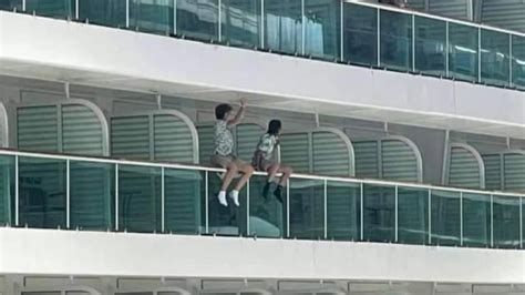 Passengers Captured Sitting On Cruise Ship Balcony Railings