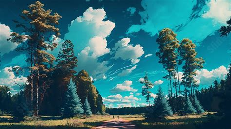 Forest Blue Sky Realistic Beautiful Powerpoint Background For Free