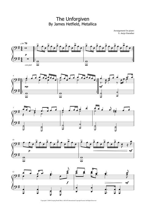 The Unforgiven Iii arr Antje Günther by Metallica Sheet Music for