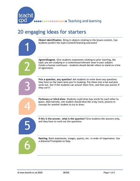 20 Fun And Engaging Ideas For Starters Teachit CPD