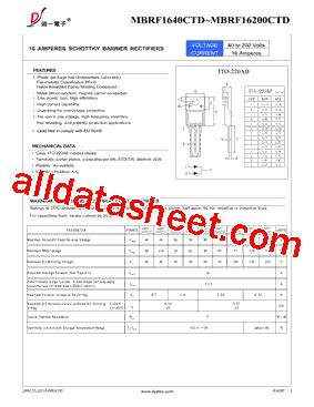 MBRF1640CTD Datasheet PDF DIYI Electronic Technology Co Ltd