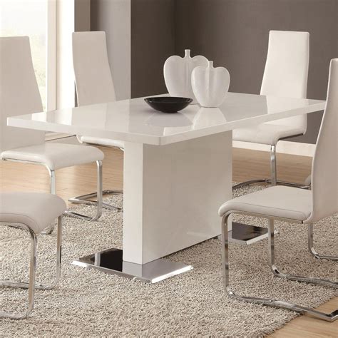 Glossy White Contemporary Dining Table Modern Coaster