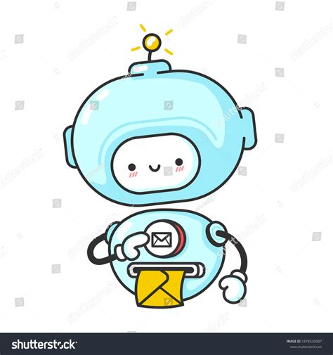 Funny Cute Robot Chat Bot Prints Stock Vector (Royalty Free) 1878520987 ...