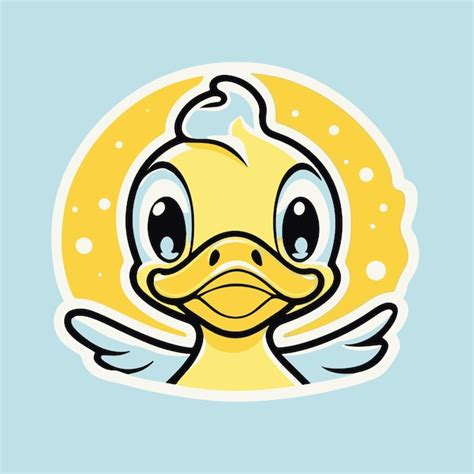 Un Pato Emocionado Pegatina Lindo Vector Vector Premium