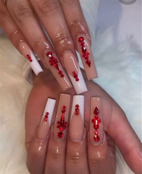 100 Red Nail Inspiration ️ Red Acrylic Nails Red Nails Long Square