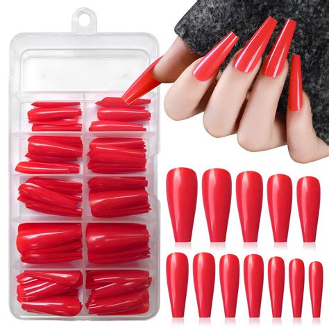 Lifextol 120pc Coffin Press On Nails Medium Length Colored Long