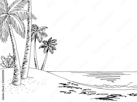 Sea Shore Clipart Black And White