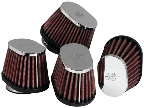 K N Universal Chrome Oval Tapered Air Filter In Flg Id X In Os L