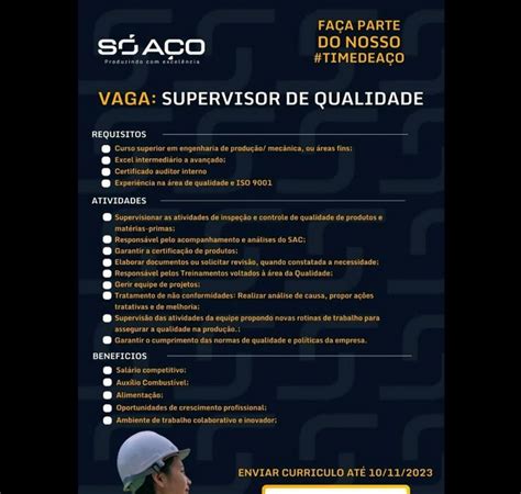 Supervisor De Qualidade Vagas - Vaga Supervisor de Qualidade em Teresina - Pi