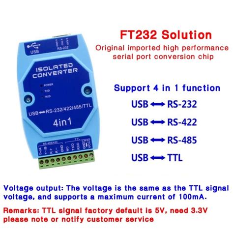 Isolated Converter USB To RS232 RS422 RS485 TTL Industrial Grade