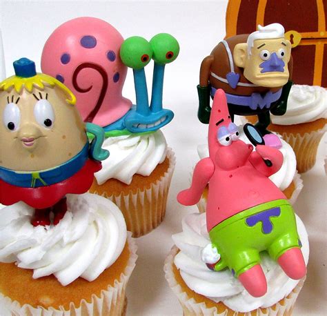 Spongebob Squarepants 12 Piece Cupcake Topper Set Featuring 10 Random Spongebob Figures And