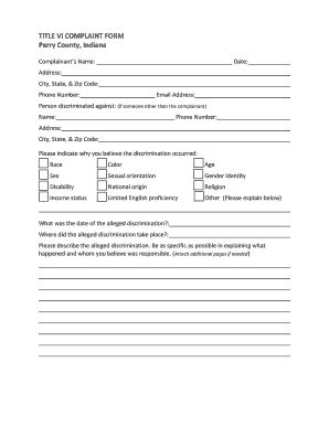 Fillable Online Title Vi Complaint Form Perry County Indiana Fax Email