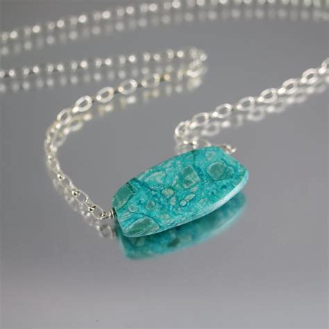 Chrysocolla Necklace Sterling Silver Chrysocolla Jewelry Etsy