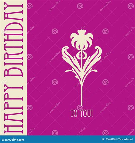 Art Nouveau Inspiration Happy Birthday Greeting Card Stock Vector