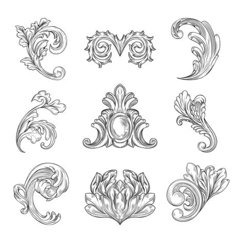 Vintage Baroque Victorian Ornaments Set 5948650 Vector Art At Vecteezy