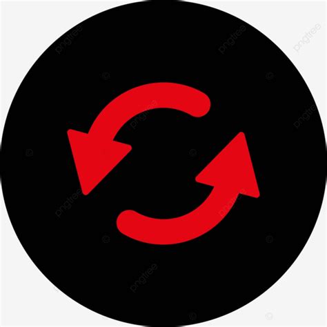 Round Button In Intensive Red And Black Colors With Ccw Refresh Icon