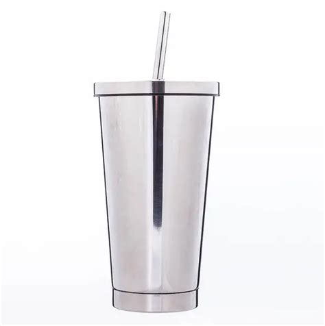 100pcs 500ml 17oz Coffee Straws Cups Double Wall Stainless Steel Vacuum