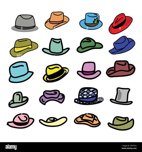 Illustration Of A Set Of Various Hats On White Background Vector