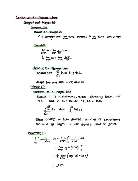 Section 10 Notes For Calc 2 Every Week Each Topic On Videos And