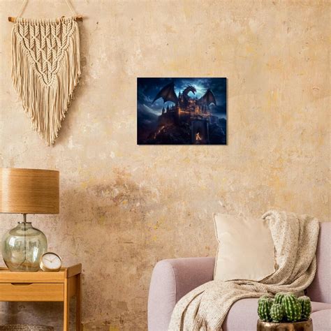 Dark Castle Wall Art Dragon Home Decor Magical Castle Wall Decor Etsy