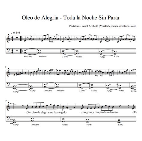 Oleo de Alegria | Toda La Noche Sin Parar | Partitura Gratis Notas Acordes