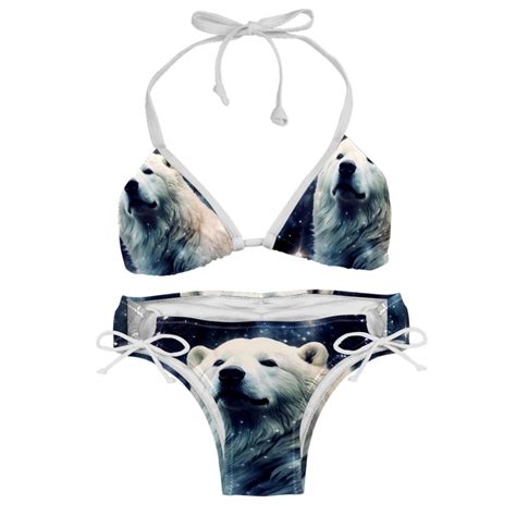 Starry Polar Bear Detachable Sponge Adjustable Strap Bikini Set Pack For Various Scenes