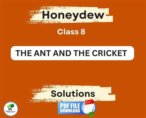 The Ant And The Cricket Printable Ncert Solutions For Class English