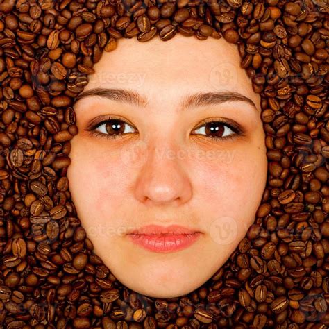 Coffee Beans Around Of Face 21145639 Stock Photo At Vecteezy