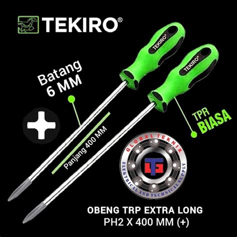 Jual Tekiro Obeng Gagang TPR Extra Long Plus 6mm X 16 PH2 X 400 Mm