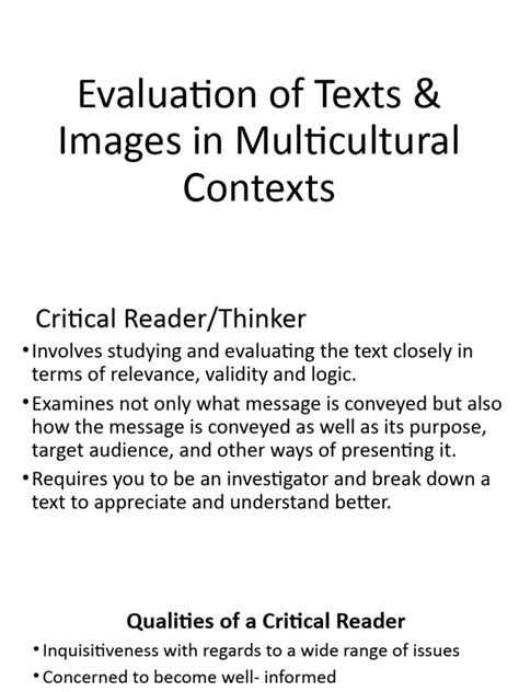 Chapter 4 Evaluation Of Texts And Images In Multicultural Contexts