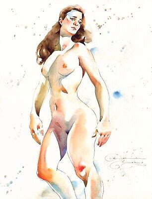 Original Watercolour Painting Nude Watercolour Art Painting Nude Erotic