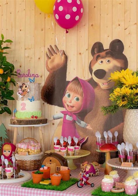 Festa Masha e o Urso 60 Inspirações e Fotos de Decoração