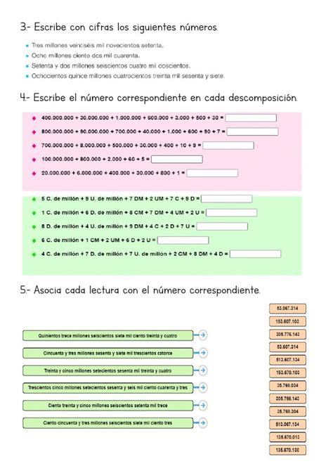 Actividad De N Meros De Cifras Escritura De Numeros Ense Ar