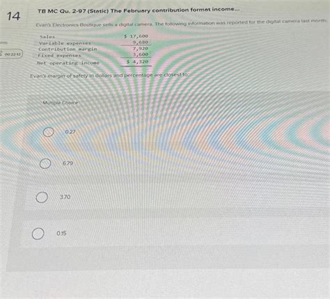 Solved TB MC Qu 2 97 Static The February Contribution Chegg