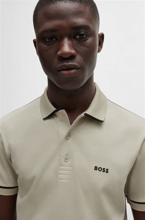 Boss Interlock Cotton Slim Fit Polo Shirt With Contrast Trims