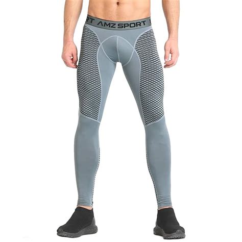 Amzsport Men S Compression Tights Thermal Base Layers Running Leggings