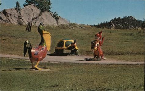 Flinstones Bedrock City Custer Sd Postcard