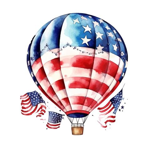 Premium Vector Watercolor American Hot Air Ballon With Traditional