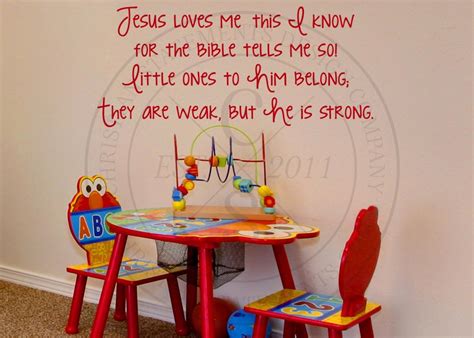 Jesus Loves Me This I Know Vinyl Wall Statement Vinyl Kid024