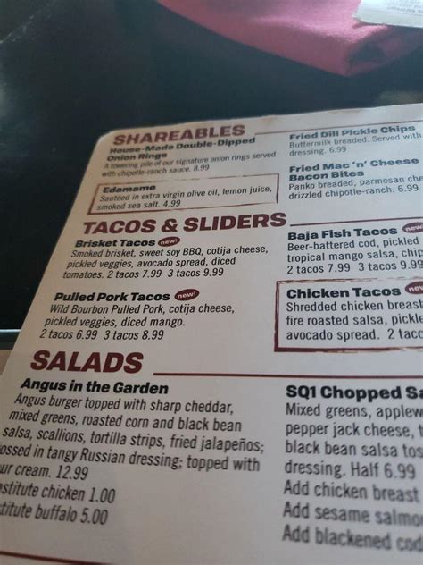 Menu At Square 1 Burgers And Bar The Villages