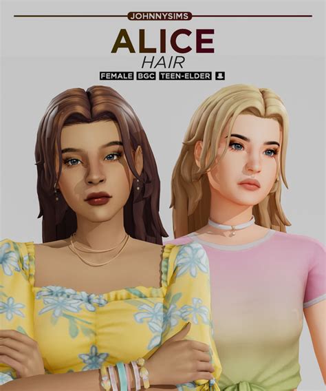 Alice Hair JohnnySims On Patreon Sims Hair Sims 4 Cc Packs Sims 4