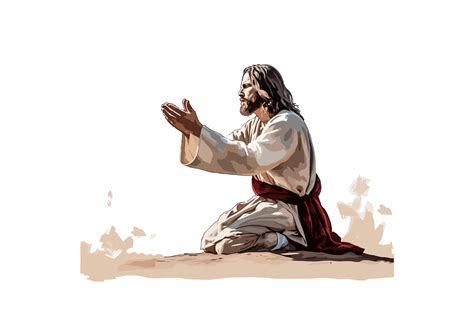 SVG Jesus Kneeling Praying Vector Illust Graphic by LofiAnimations · Creative Fabrica