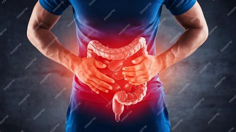 Intestinal Inflammation Abdominal Pain Man Photo Of Large Intestine On Man Body Stomachache