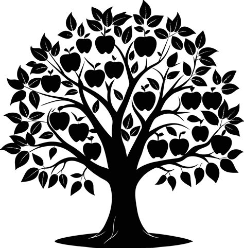 Black apple tree silhouette on white background 44762832 Vector Art at ...