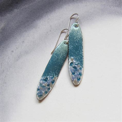 Denim Blue Enamel Earrings Wearable Art Jewelry Enameled Etsy