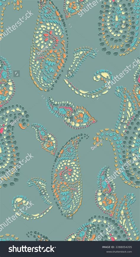 Seamless Paisley Pattern Febric Textiles Prints Stock Illustration