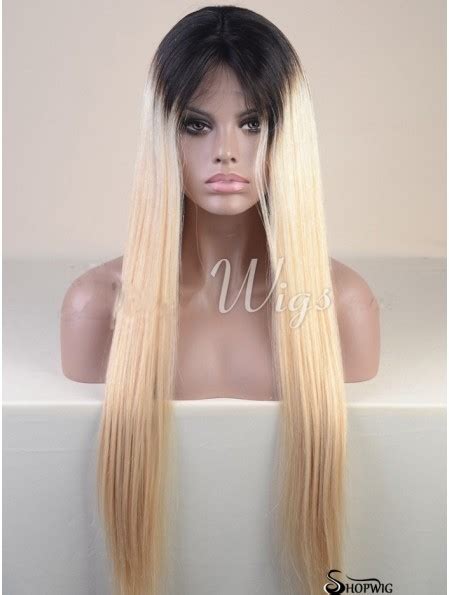 Long Ombre 2 Tone Straight Without Bangs Cheapest African American Wigs