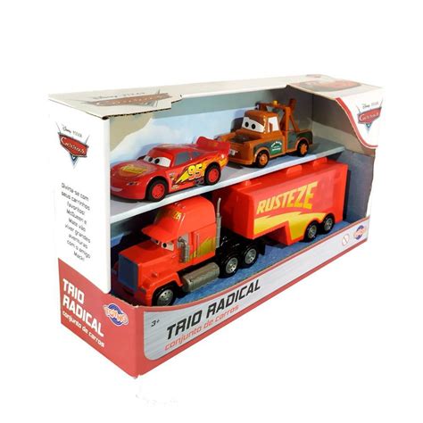 Conjunto Carrinhos Trio Mcqueen Mate E Mack Carros Disney Toyng